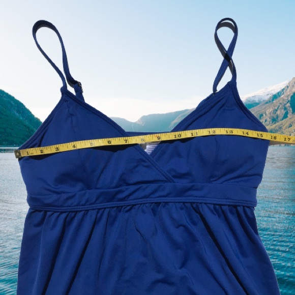 SOLD LOFT Beach Wrap Tankini Top Blue Swim Top L - Picture 5 of 8